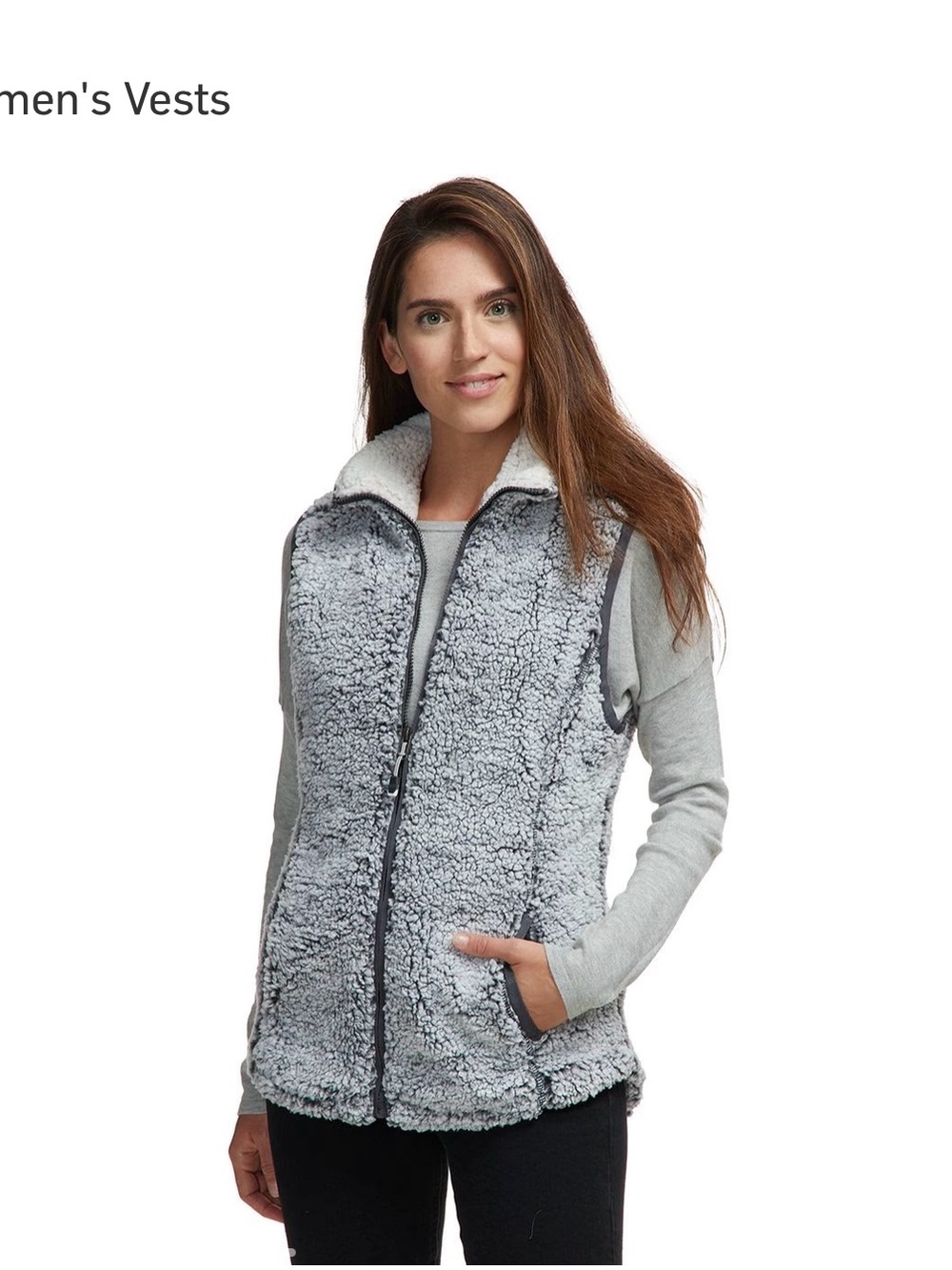 Stoic Long Pile Women's Sherpa Zip Front Vest